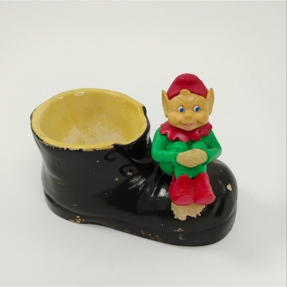 Vintage Elf Knee Hugging Leprechaun On Chalkware Boot Ireland 1975 - Picture 11 of 16